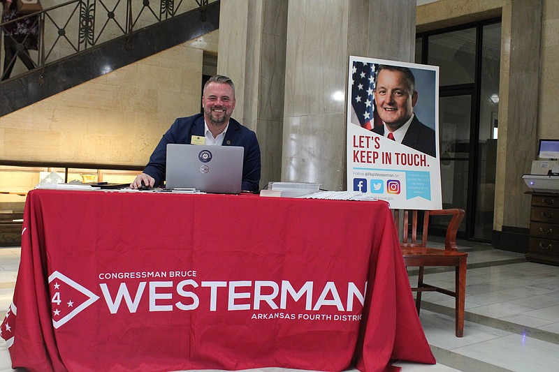 Yancey Kyle, field representative for U.S. Rep. Bruce Westerman, held a mobile office to meet with Westerman's constituents on Wednesday at the Union County Courthouse. (Caitlan Butler/News-Times)