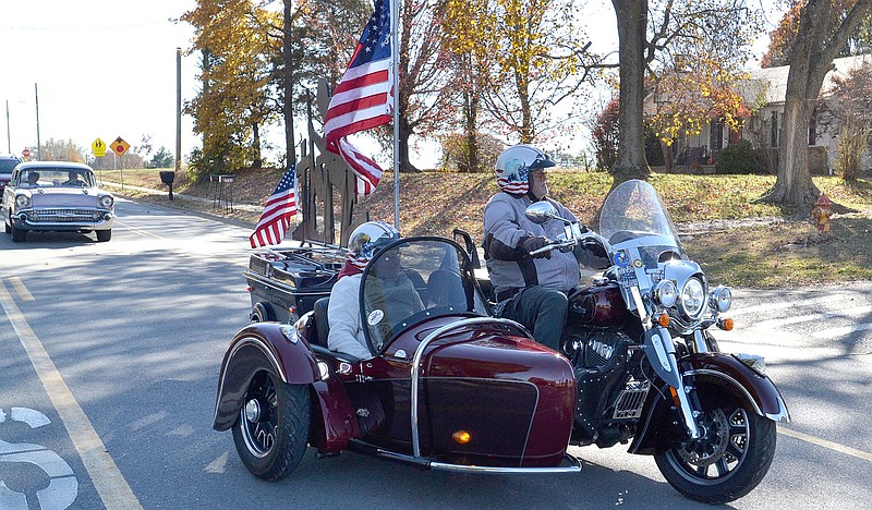 Annette Beard/Pea Ridge TIMES
Several veterans rode in a Veterans Day Parade Friday afternoon after the Veterans Day assemblies. The parade traveled up Weston Street from the ballfields, then through the school campuses for students. For more photographs, go to the PRT gallery at https://tnebc.nwaonline.com/photos/.