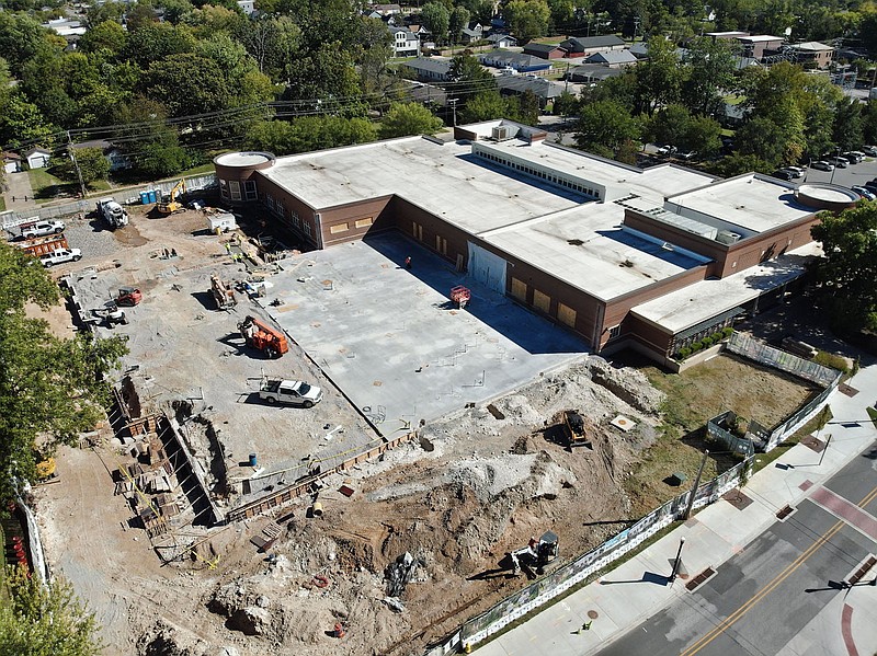 Work on the Bentonville Public Library expansion is shown in this undated photo.
(Courtesy Photo/Bentonville Fire Department/Jeremy Metcalf)