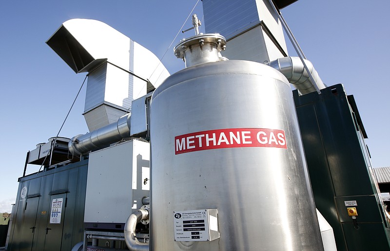 FILE - A view of a methane digester at the New Hope Dairy in Galt, California, on Wednesday, Nov. 23, 2016. European Union negotiators reached a deal on Wednesday, Nov. 15, 2023, to reduce highly polluting methane gas emissions from the energy sector across the 27-nation bloc.One of the biggest causes of climate change is methane gas emissions, second only to carbon dioxide, and the gas also causes serious health problems. Most emissions come from the energy, agriculture and waste sectors.  (AP Photo/Rich Pedroncelli, File)