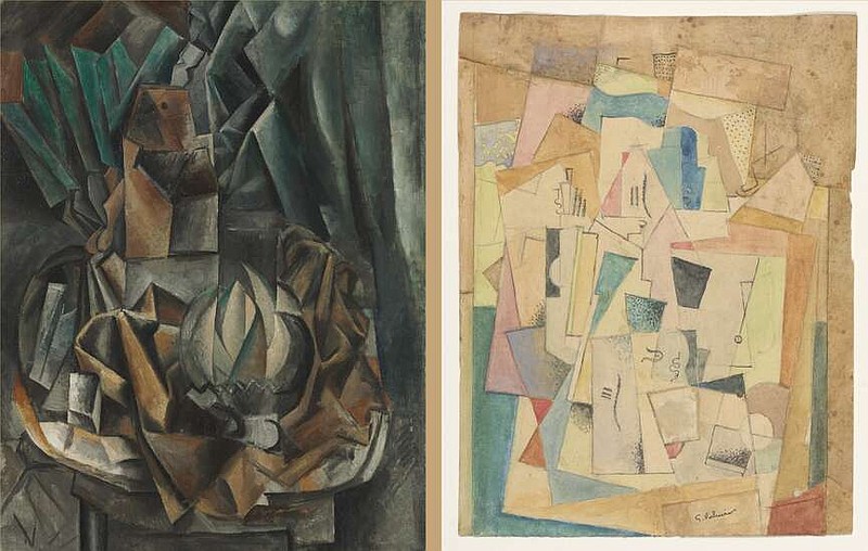 “Fan, Salt Box, Melon” by Pablo Picasso, on loan from the Cleveland Museum of Art, and “Paysage (Landscape)” by Georges Valmier, part of the Arkansas Museum of Fine Arts Foundation Collection, are part of the exhibition “Path to Abstraction: Picasso, Braque, and Cubisms Impact on Modern Art,” on display Saturday-April 14 at the Arkansas Museum of Fine Arts.