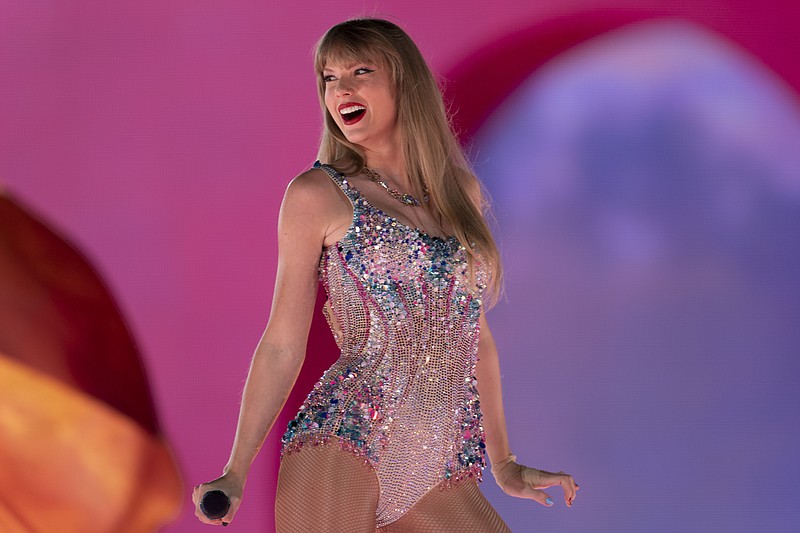FILE - Taylor Swift performs during &quot;The Eras Tour&quot; in Nashville, Tenn., May 5, 2023. According to Spotify Wrapped, Swift was 2023's most-streamed artist globally, raking in more than 26.1 billion global streams since Jan. 1, 2023. That means the pop powerhouse has dethroned Puerto Rican reggaet&#xf3;n star Bad Bunny, who held the coveted title for three years in a row: 2020, 2021, and 2022. (AP Photo/George Walker IV, File)
