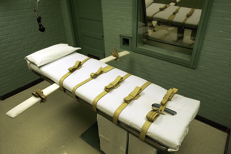 This undated file photo shows the gurney in the death chamber in Huntsville, Texas. An annual report released Friday, Dec. 1, 2023, on capital punishment says more Americans now believe the death penalty is administered unfairly. (Carlos Antonio Rios)/Houston Chronicle via AP, File)