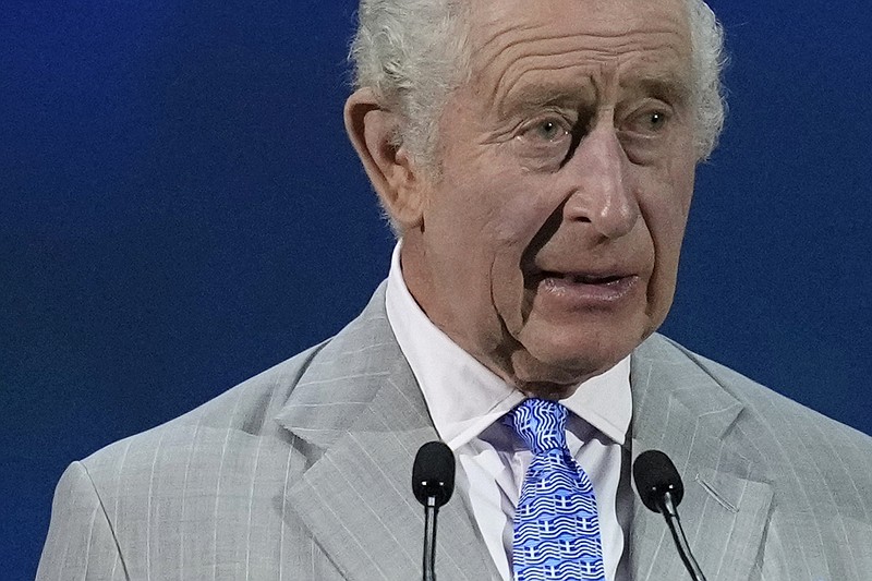 Britain's King Charles III speaks during an opening ceremony at the COP28 U.N. Climate Summit, Friday, Dec. 1, 2023, in Dubai, United Arab Emirates. (AP Photo/Rafiq Maqbool)