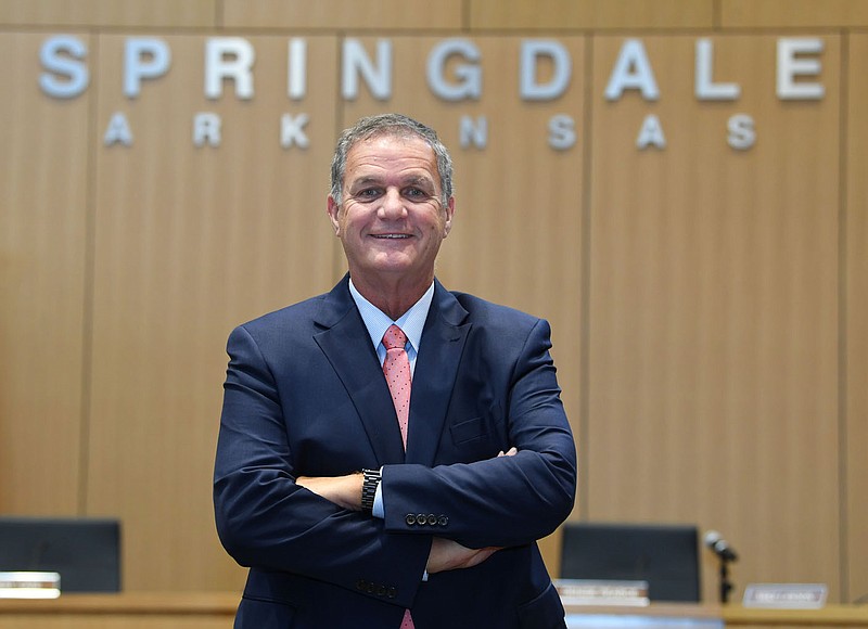 Springdale Mayor Doug Sprouse poses Friday, Dec. 1, 2023, at the city administration building in downtown Springdale. Sprouse was recently named to board of National League of Cities. Visit nwaonline.com/photo for today's photo gallery.
(NWA Democrat-Gazette/Andy Shupe)