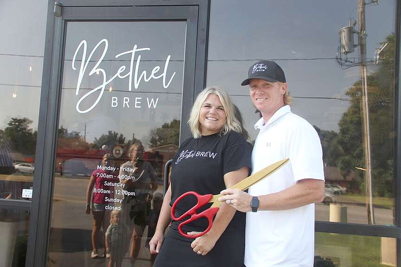 Lynn Kutter/Enterprise-Leader
Tanae and Brad Coleman, of Farmington, are owners of a new business in Farmington, Bethel Brew. Lindsay Wallace is the media director for the business.