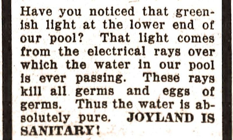 Excerpt from an ad for Joyland in the May 31, 1919, Arkansas Democrat (Democrat-Gazette archives)