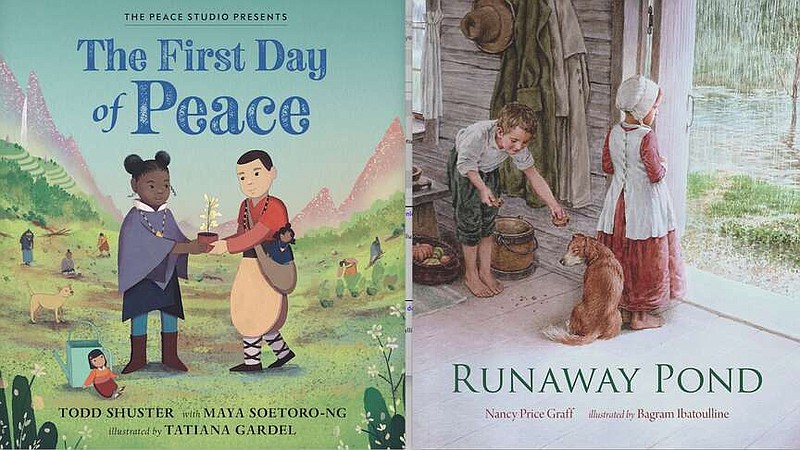 "The First Day of Peace" by Todd Shuster with Maya Soetoro-Ng, illustrated by Tatiana Gardel (Candlewick Press, Aug. 8), 4-8 years, 32 pages, $18.99 hardcover.
"Runaway Pond" by Nancy Price Graff, illustrated by Bagram Ibatoulline (Candlewick Press, Nov. 14), 4-8 years, 40 pages, $18.99 hardcover.