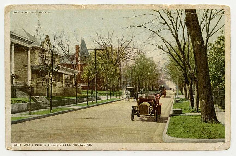 Little Rock, circa 1915: “Hope that you had a good day at school, and that you will be Mama's Man while I'm away.” These words were sent to Master E.L. Richardson. The view looked down the tree-lined West Second Street upon which sat handsome houses, some of which survive today.

Send questions or comments to Arkansas Postcard Past, P.O. Box 2221, Little Rock, AR 72203
Send questions or comments to Arkansas Postcard Past, P.O. Box 2221, Little Rock, AR 72203