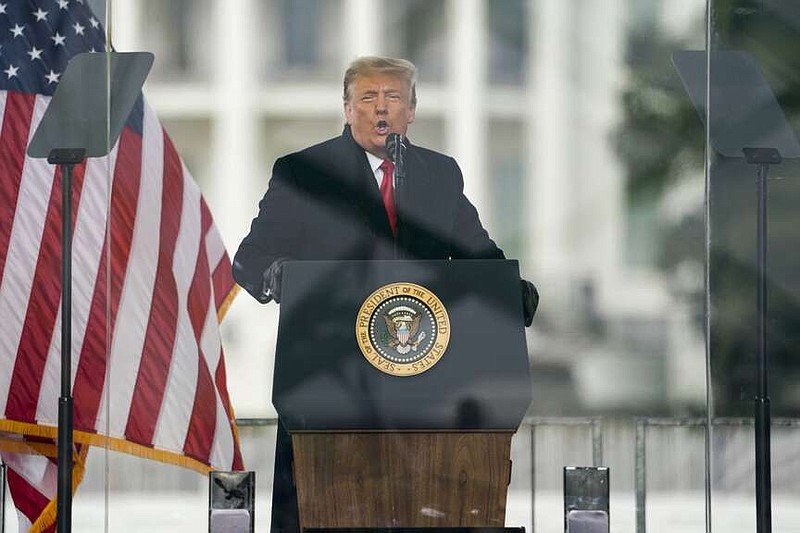 FILE - President Donald Trump speaks during a rally protesting the electoral college certification of Joe Biden as President in Washington, Jan. 6, 2021. Former President Donald Trump is appealing a ruling that found he is not immune from criminal prosecution over his efforts to overturn the 2020 election. That's according to court papers filed Thursday.   (AP Photo/Evan Vucci, File)