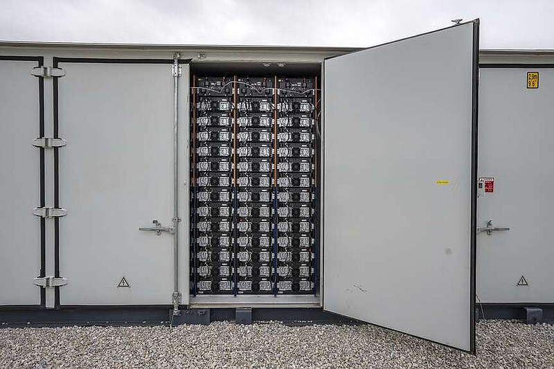 This photo shows part of a battery energy storage facility on April 25 in Saginaw, Texas. 
(File Photo/AP/Sam Hodde, File)