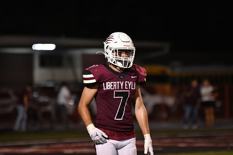 Liberty-Eylau's W.T. Jones looks on during a game during the 2022 season. (Photo by Kevin Sutton/TXKSports.com)