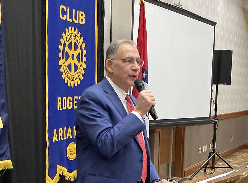 Sen. John Boozman spoke to the Rogers Rotary Club on Tuesday at the Embassy Suites Convention Center, briefing the group on the air base in Fort Smith, defense industries in Arkansas and progress on federal Farm Bill legislation.
(NWA Democrat-Gazette/DOUG THOMPSON)