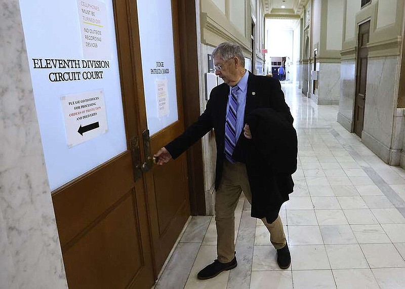 Board of Corrections chairman Benny Magness enters the 11th Division Circuit Courtroom on Thursday, Jan. 4, 2023, at the Pulaski County Courthouse in Little Rock. 
(Arkansas Democrat-Gazette/Thomas Metthe)