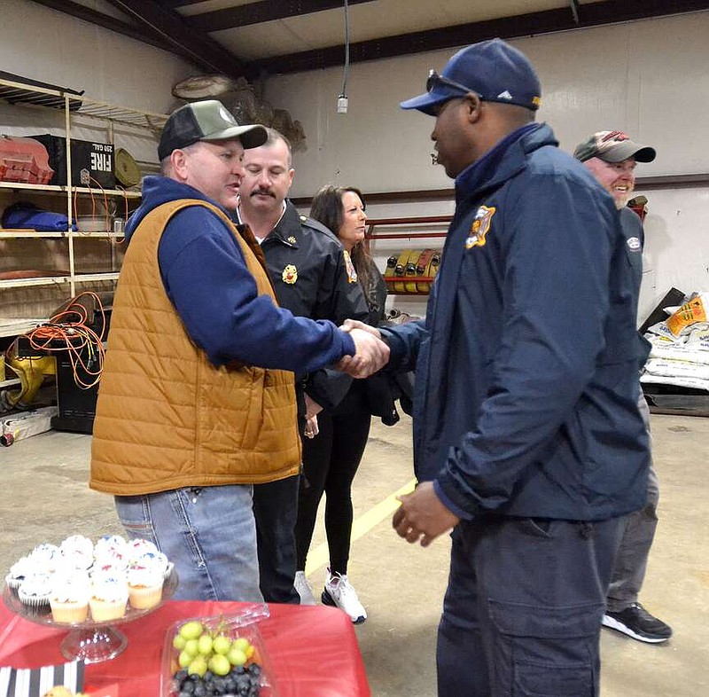 Annette Beard/Pea Ridge TIMES
Avoca Fire Chief Frankie Elliott was honored with a dinner celebrating his retirement Saturday, Jan. 5, 2023. For more photographs, go to the PRT gallery at https://tnebc.nwaonline.com/photos/.