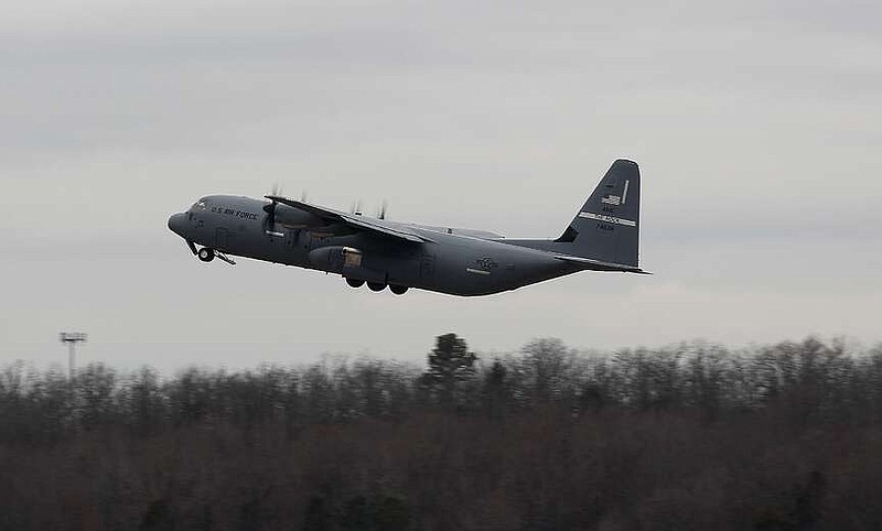 FILE -- A C-130J takes off from Little Rock Air Force Base in Jacksonville on Sunday morning, Jan. 7, 2018. (Arkansas Democrat-Gazette/Thomas Metthe)