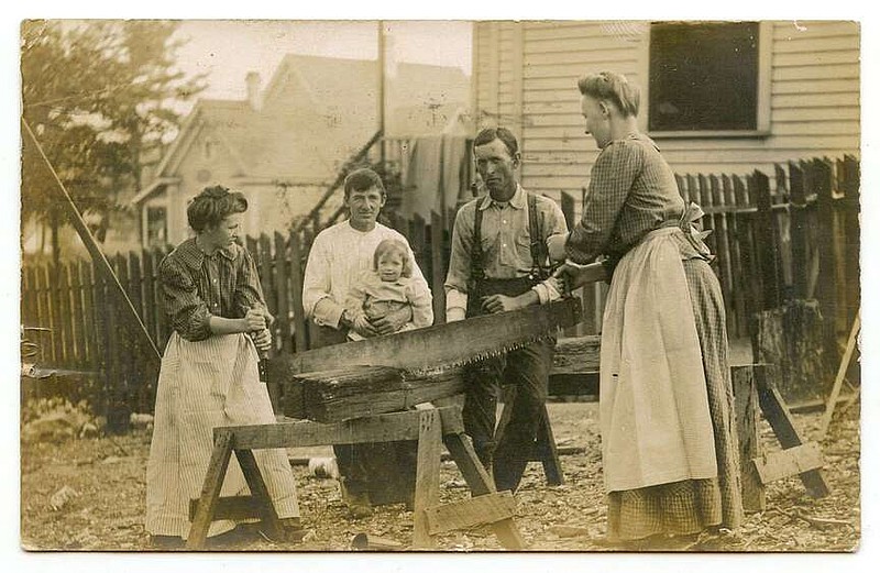 Little Rock, 1909: “Life in Arkansas.” The note was sent to Illinois. The image captured a pair of ladies working a crosscut saw in the yard for the photographer who produced the postcard.

Send questions or comments to Arkansas Postcard Past, P.O. Box 2221, Little Rock, AR 72203