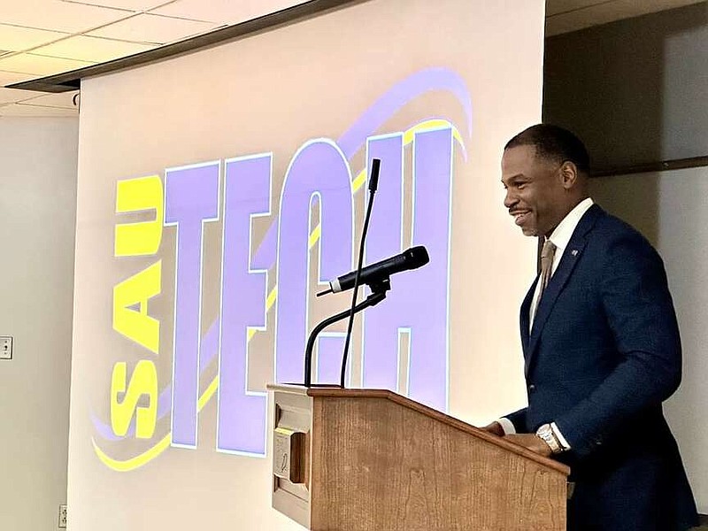 Courtesy photo
SAU Tech Chancellor, Jerry Thomas addresses faculty and staff at SAU Tech's  Spring Convocation.