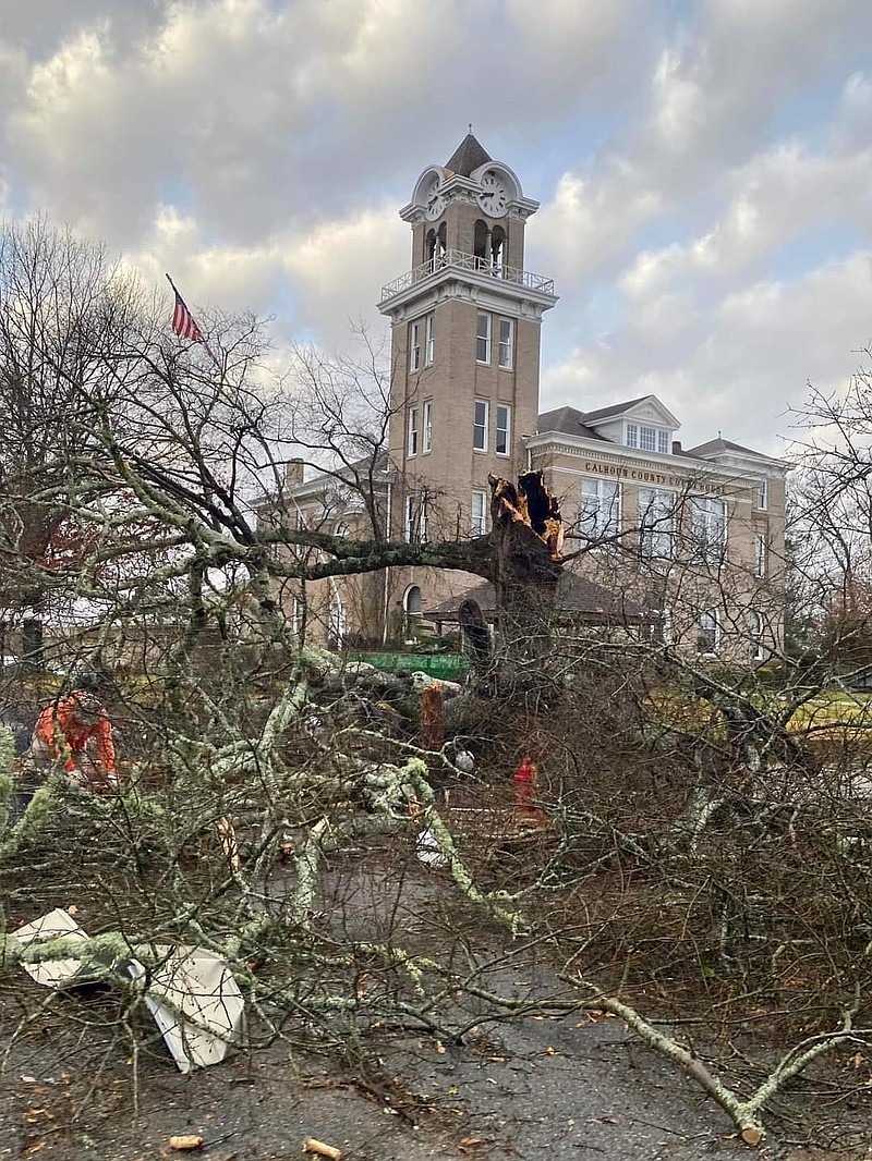 Photo by Marian Dunn
Storm debris is seen outside the Calhoun County Courthouse after last week's storms. Winter weather is expected throughout the area until Wednesday.