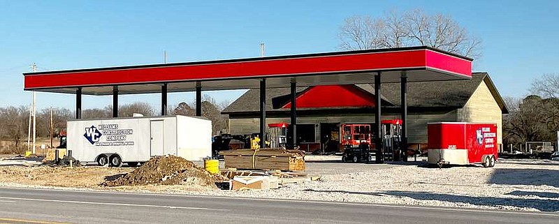 Randy Moll/Westside Eagle Observer Progress continues Saturday on the new Casey's store which is being constructed in Gentry along Gentry Blvd.