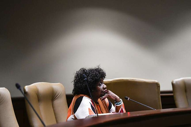 State Sen. Linda Chesterfield lectures on the importance of teaching Black history Thursday at the University of Arkansas at Little Rock.

(Arkansas Democrat-Gazette/Stephen Swofford)