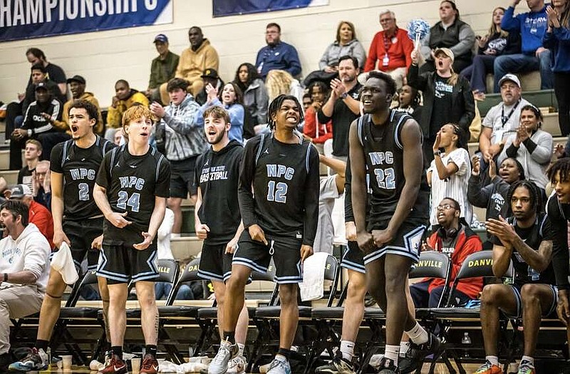The National Park College Nighthawks bench reacts Saturday night during the teams 84-79 win over South Suburban for the NJCAA National Championship in Danville, Ill. (Submitted photo courtesy of NPC Photographer Aaron Brewer)