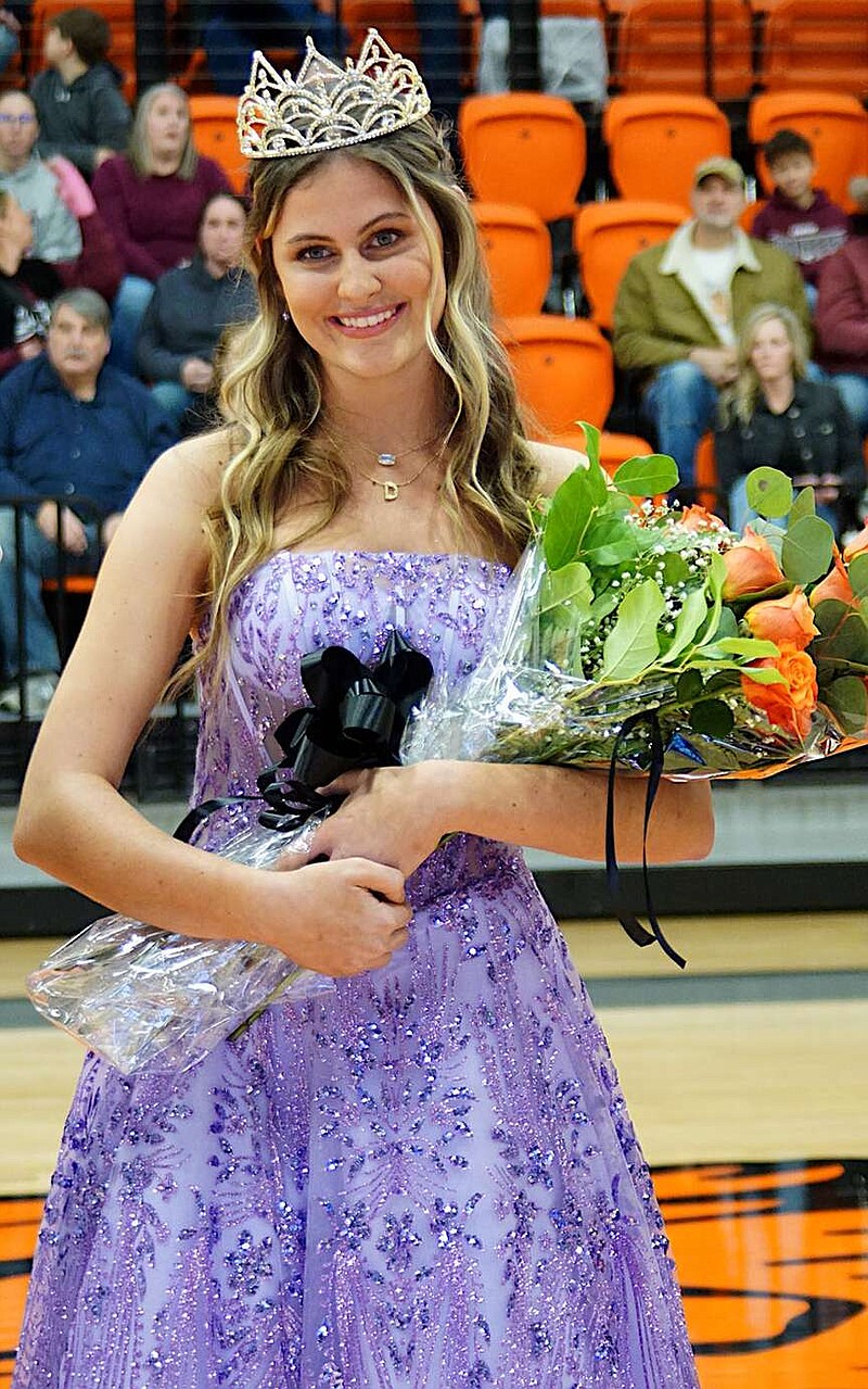 Randy Moll/Westside Eagle Observer
Gravette senior DaLacie Wishon was crowned queen at Gravette High School's basketball homecoming ceremonies on Friday night.