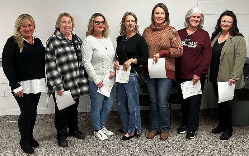 Randy Moll/Westside Eagle Observer
Gentry School District cafeteria staff members were honored for their service at the Jan. 29 school board meeting in the Pioneer Activities Complex.