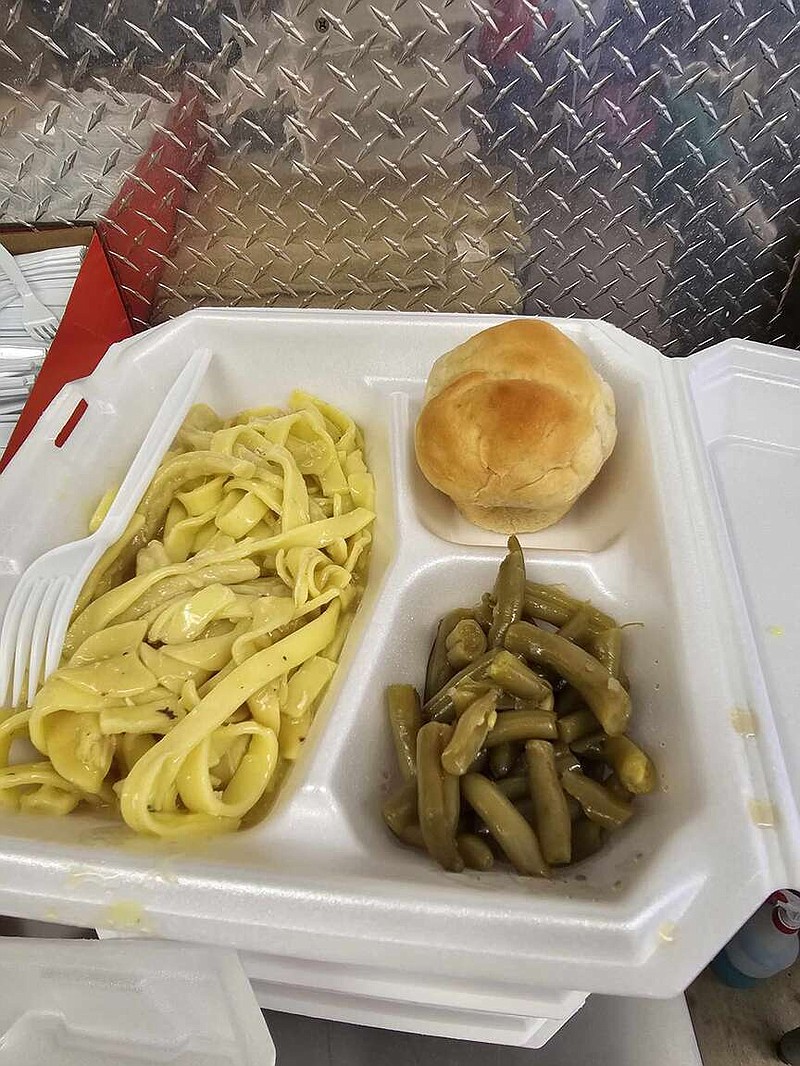 Photo submitted by Stephanie Sweeten
Kenny and Kathy Underwood's homemade chicken and noodles, green beans, and a hot roll were offered at the fundraiser. Community members also purchased peanut butter or chocolate fudge, with proceeds going to the Silva family.