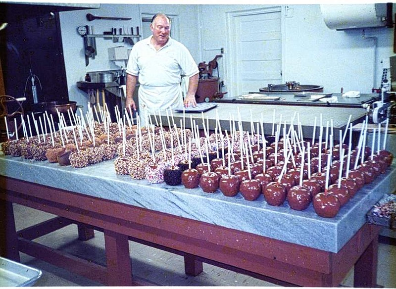 Second-generation owner Tommy Greer oversees production of the gourmet caramel apples for which Kopper-Kettle Candies of Van Buren came to be known.
(Courtesy of the Greer family)