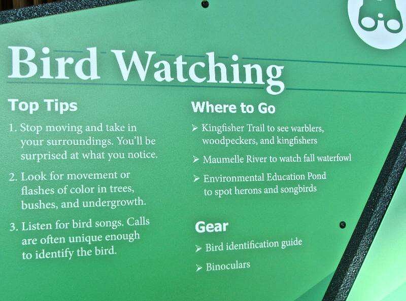 Tips for novice birders are posted at Pinnacle Mountain State Park. (Special to the Democrat-Gazette/Marcia Schnedler)