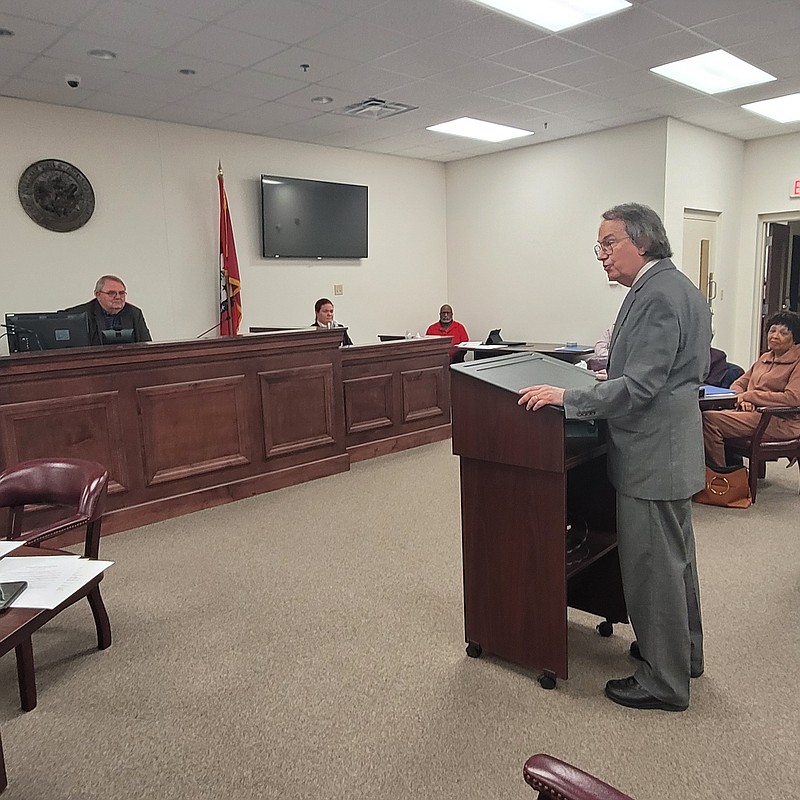 Photo By Bradly Gill
Dr. Dan Martin, Chief of Medical Staff at Ouachita County Medical Center addresses the Ouachita County Quorumm Court on the need for a half cent sales tax to sustain the hospital.