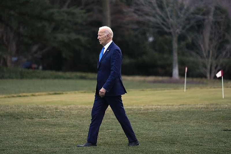 President Joe Biden walks to board Marine One at the White House in Washington, Friday, Feb. 9, 2024, for a short trip to Andrews Air Force Base, Md., and then on to Wilmington. (AP Photo/Andrew Harnik)
