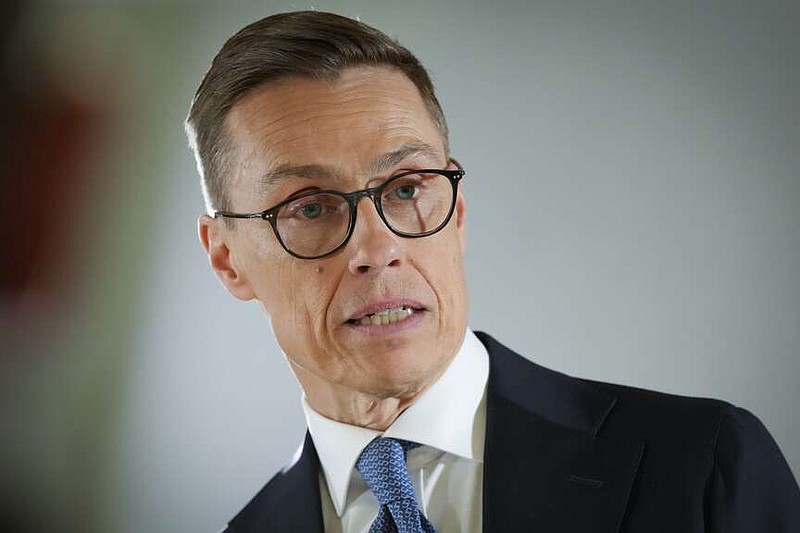 National Coalition Party candidate Alexander Stubb speaks to the media during a Presidential election event, at the Helsinki City Hall, in Helsinki, Sunday, Feb. 11, 2024. Ex-Prime Minister Stubb has narrowly won Finland's presidential election runoff on Sunday against former Foreign Minister Pekka Haavisto. (AP Photo/Sergei Grits)