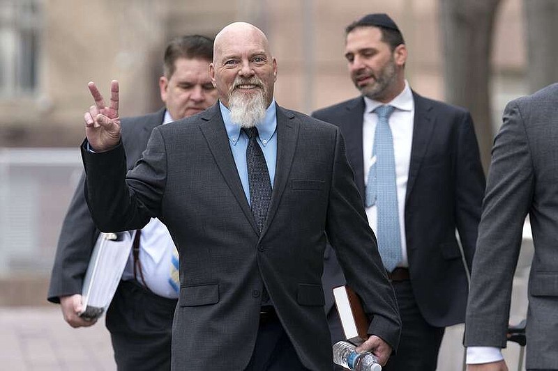 FILE - Richard Barnett arrives at the federal courthouse for his trial in Washington, D.C.,Tuesday, Jan. 10, 2023.  (AP Photo/Jose Luis Magana)