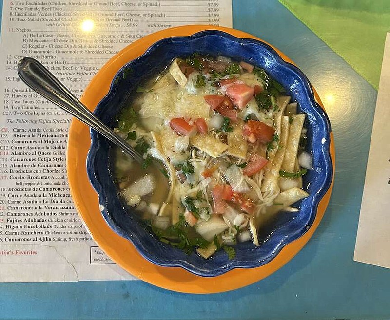 The Chicken Tortilla Soup is filled with tender chicken and a generous amount of cheese. (Arkansas Democrat-Gazette/Rachel O'Neal)
