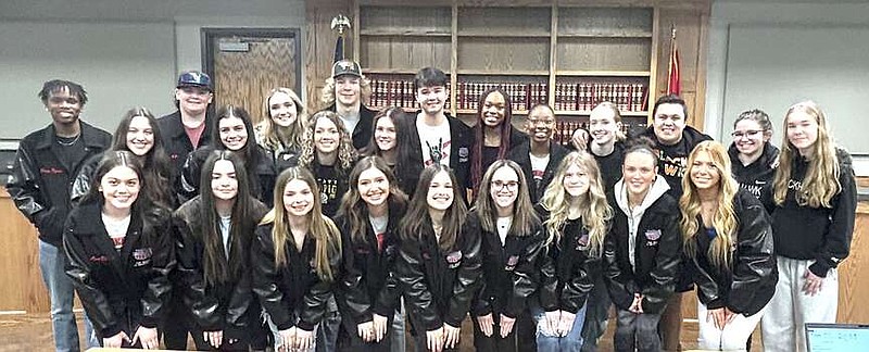 Annette Beard/Pea Ridge TIMES
The competitive cheer team was honored at Pea Ridge School Board Monday for winning the national competition in Dallas.