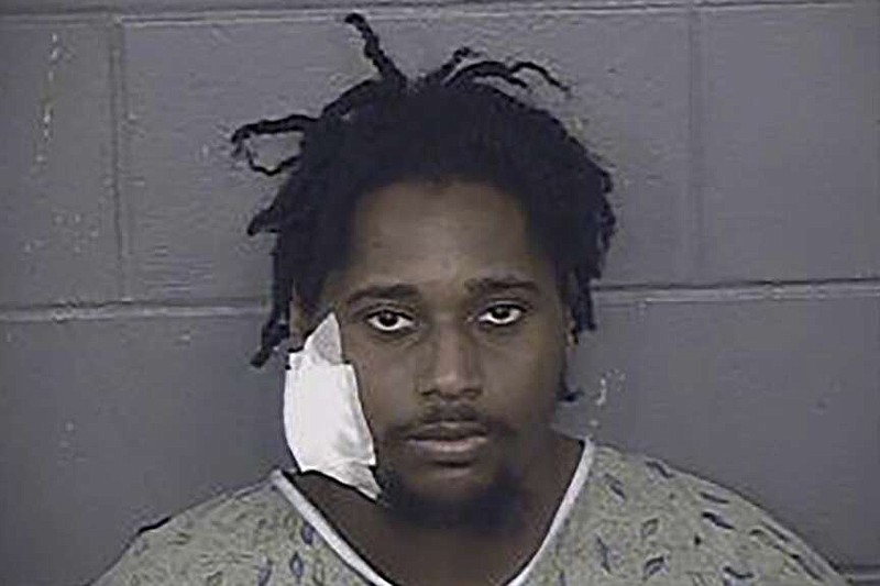 This photo provided by Jackson County Detention Center shows Lyndell Mays. Prosecutors said they charged Mays and Dominic Miller with second-degree murder and other counts in a shooting during the Kansas City Chiefs Super Bowl victory celebration, Wednesday, Feb. 14, 2024,  that left one person dead and roughly two dozen others injured.. Both have been hospitalized with gunshot wounds since the shooting.  (Jackson County Detention Center via AP)