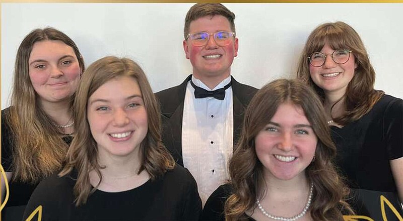 Courtesy photograph
Pea Ridge High School choir members were recently named to the Arkansas All-State Honor Band and Choir. Karen Christensen was named to the All-State Honor Band. Natalie Burnett, Rees Kelley, Kylie Grigg and Sadie Christensen.