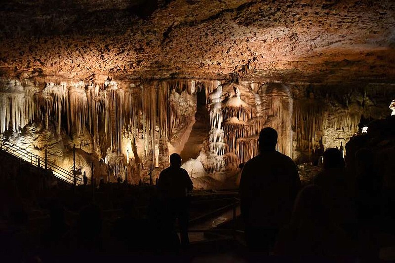 Vistors explore Blanchard Springs Caverns on Aug. 5 2022 near Mountain View. The iconic caverns, operated by the U.S. Forest Service, has reopened for tours after being closed for two years.
(NWA Democrat-Gazette/Flip Putthoff)