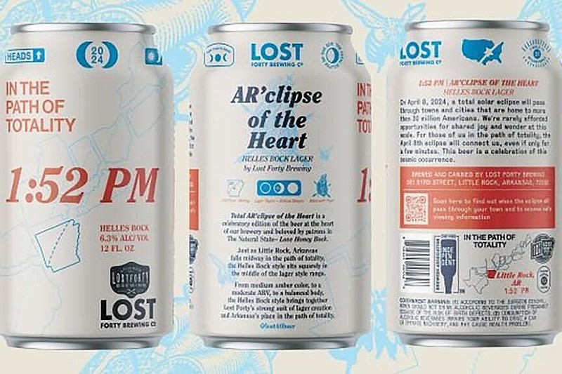 Submitted image of AR'clipse of the Heart Helles Bock Lager from Lost Forty Brewing graphics, brewed in collaboration with the Simons Foundation for the 2024 Total Solar Eclipse.