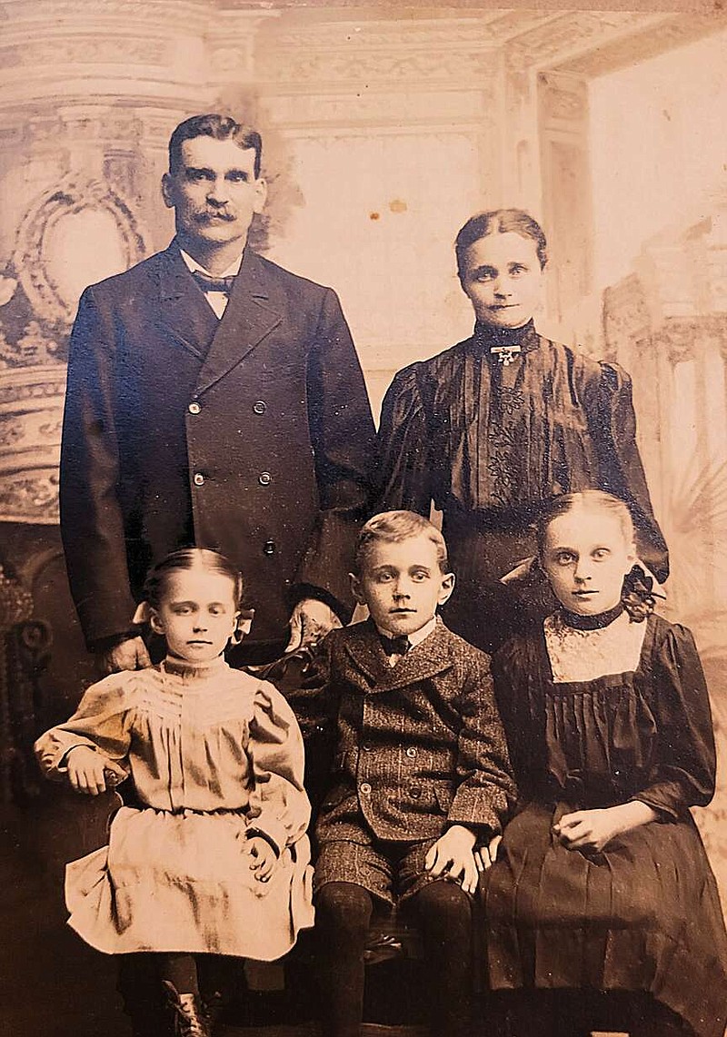 Courtesy/Verna Menteer
Christ Engelbrecht is pictured with his wife, Bertha, and their children, from left, Kunnie, Arthur and Frieda. Christ was one of seven children born to Michael and Margaretha Engelbrecht, both Bavarians who immigrated to the U.S. in 1853 and settled in Cole County. Like his father, Christ farmed near the Osage Bluff community.