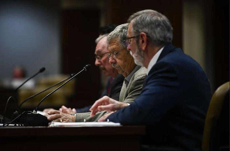 Benny Magness, Chairman of the Arkansas Board of Corrections, answers a question during discussion of a Board of Corrections contract for an independent lawyer during a meeting of the Review Subcommittee of the Arkansas Legislative Council on Tuesday, March 12, 2024.

(Arkansas Democrat-Gazette/Stephen Swofford)