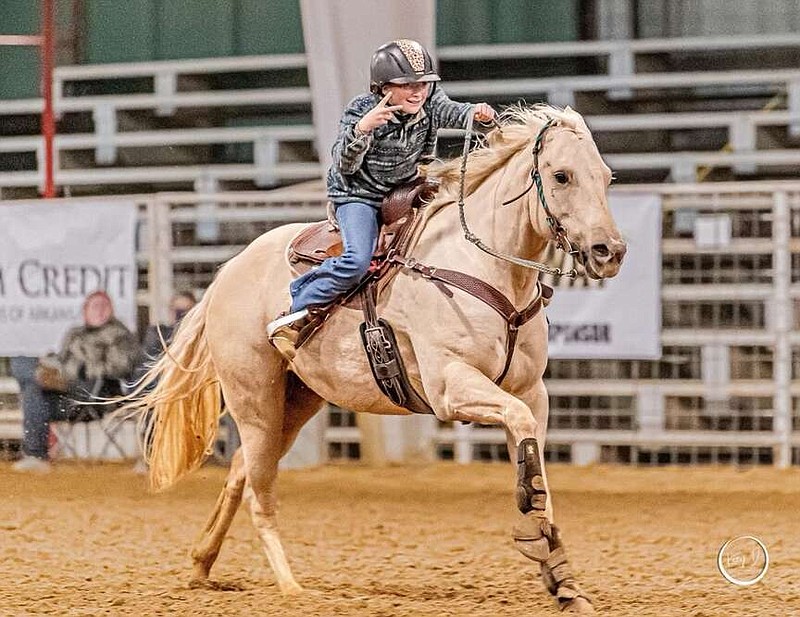 Ten-year-old LillyKate Lindsey, a student at Lakeside School District, competes in a recent rodeo competition with her horse named Pistol. (Submitted photo courtesy of Kozy D Photography)