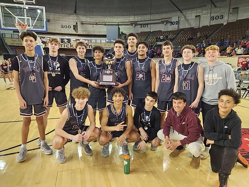 The Pocola (Okla.) boys pose with the state runner-up trophy. 
(Submitted photo)