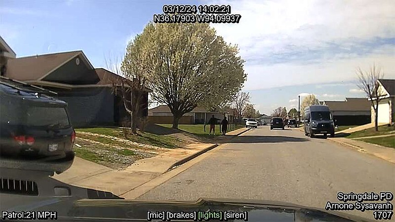 This image from police dash camera video shows the moments leading up to Dimitri Calvert being fatally shot by a Springdale Police Officer.
(Submitted image/Springdale Police Department)