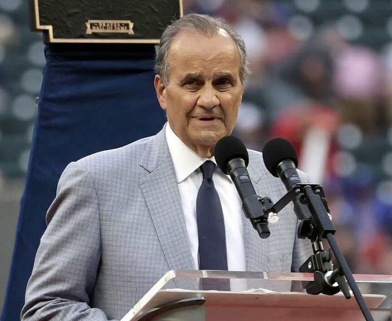 Joe Torre speaks as he is inducted into the Braves Hall of Fame, July 30, 2022, in Atlanta. Torre was elected vice chairman of baseballs Hall of Fame on Monday. (AP Photo/Butch Dill, File)