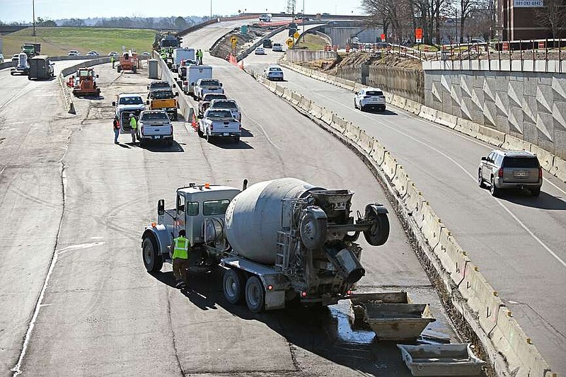 FILE - Construction of the the I-30 westbound ramp to I-630 in Little Rock is shown in this January 2024 photo. 
(Arkansas Democrat-Gazette/Staci Vandagriff)