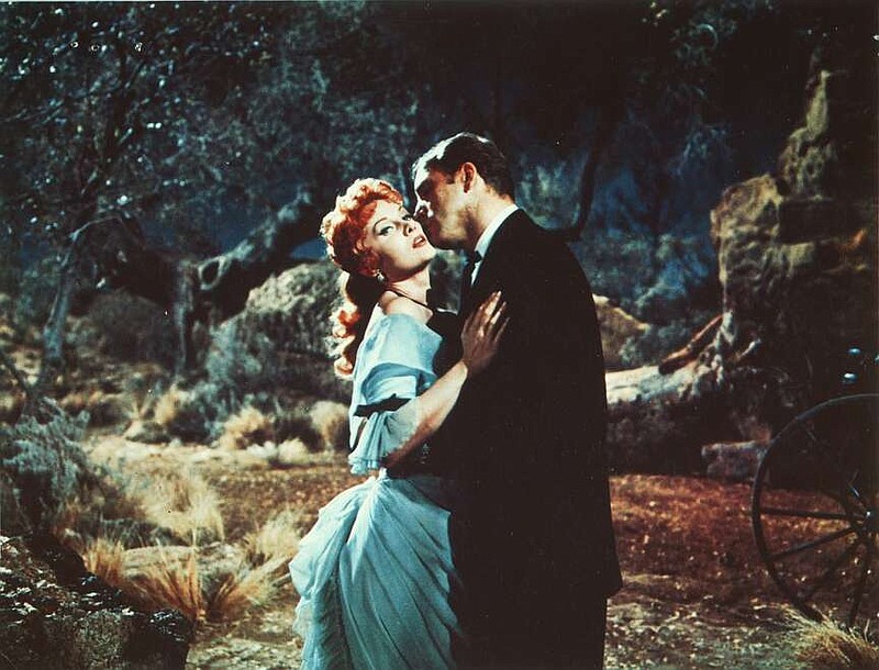 Rhonda Fleming, shown here with her co-star Burt Lancaster, played “Laura Denbow,” a fanciful version of the subject of Frank Thurmond's historical novel “Lottie Deno”in the 1957 film “Gunfight at the O.K. Corral.”