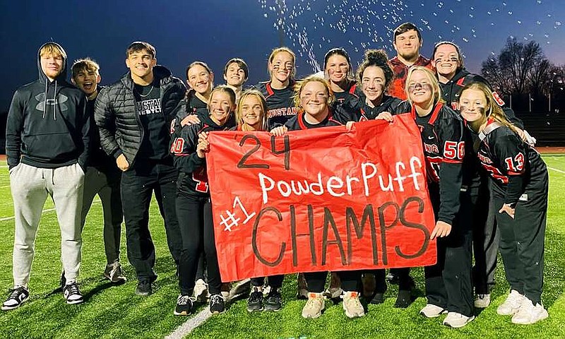Submitted photo/McDonald County School District
The McDonald County High School senior class celebrated its win in the 2024 Powderpuff football championship Monday night.
